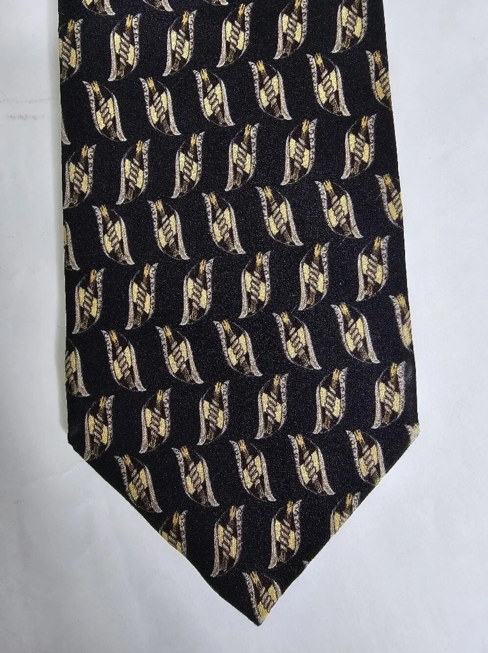 Vintage Valentino Silk Tie - Black & Gold Geometric Avant-Garde